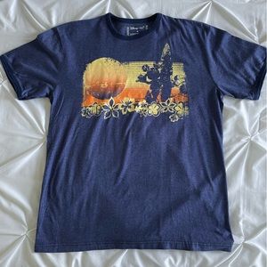 Disney Mickey Mouse Mens T-Shirt Tropical Sunset Surfboard Size M